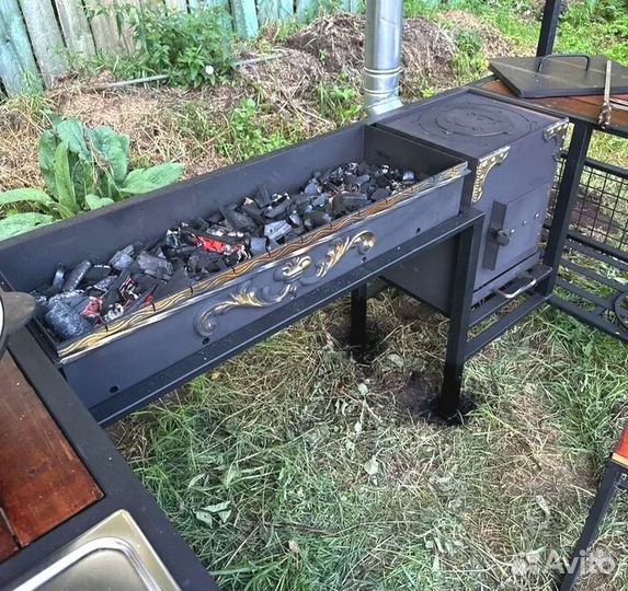 Мангал с печью под казан