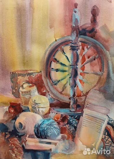 Картина деревенский натюрморт с прялкой этно бохо