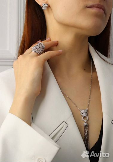 Серебряные Серьги Cartier Panthere de Cartier