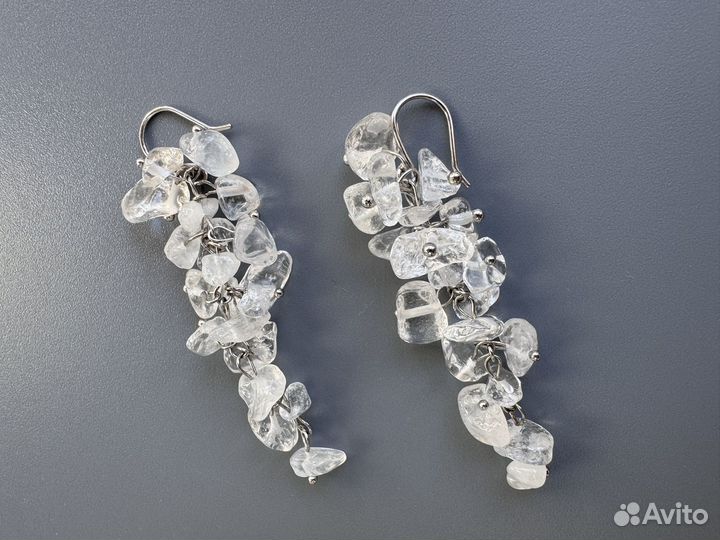 Серьги гроздья из горного хрусталя