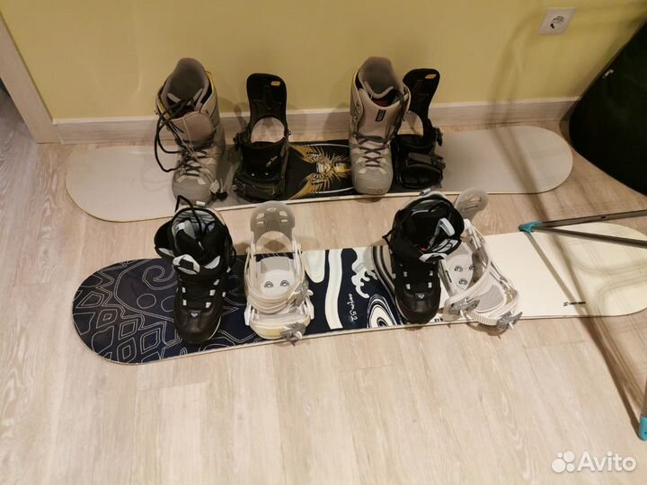 Сноуборды, ботинки, крепления