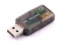 Внешняя звуковая карта USB, 2 разъёма 3,5 jack