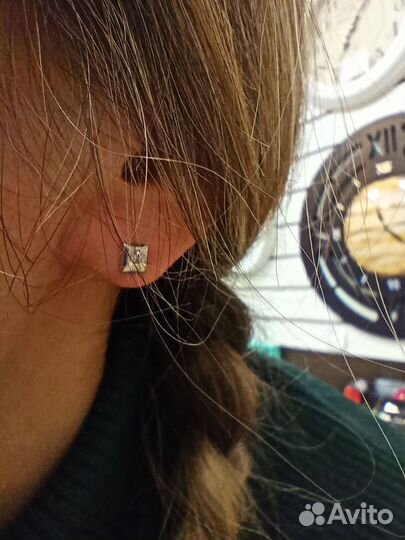 Золотые серёжки, 585, белое золото, с брилиантами