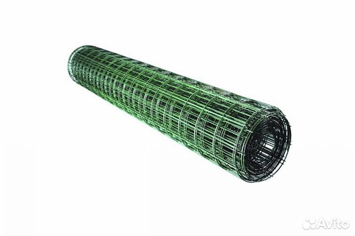 Сетка сварная с пвх покрытием ячейка 50*50 зеленая высота 2м