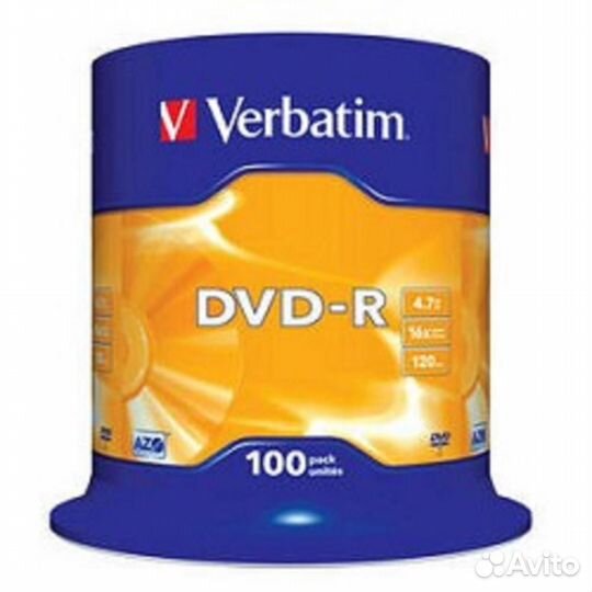 Verbatim Диски DVD-R 4.7Gb 16-х, 100 шт, Cake Box (43549)