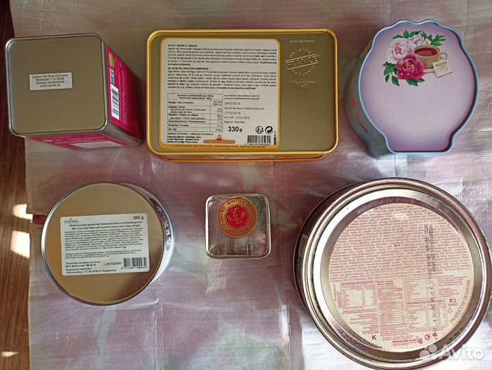 Банки жестяные шоколад чай печенье Европа