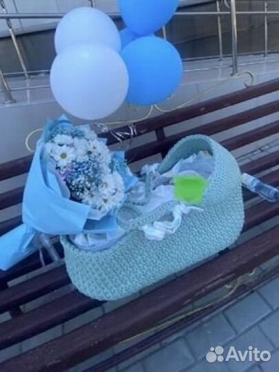 Вязанная люлька переноска для новорожденного