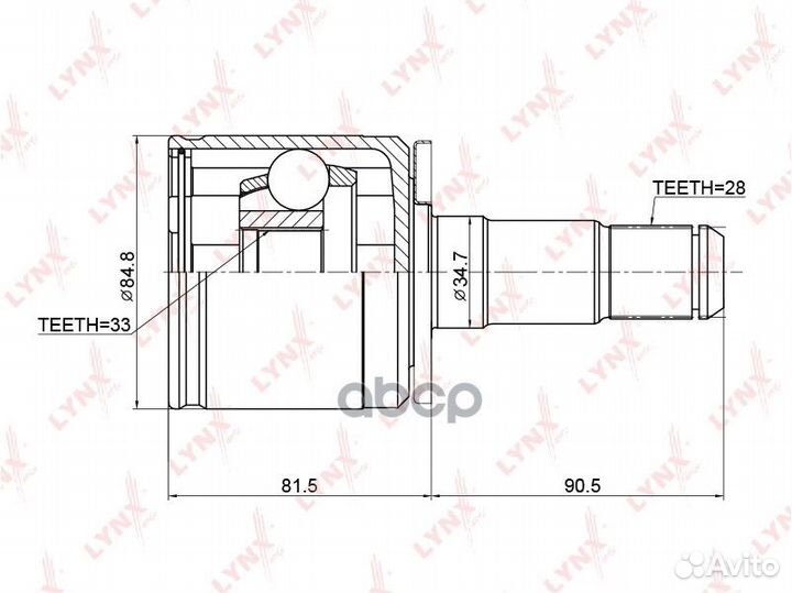 Шрус внутренний mitsubishi L200(KA-K7) 2.5D-3.0