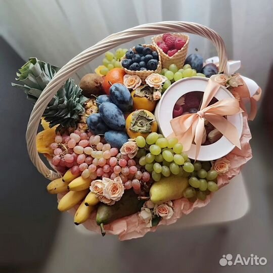 Съедобные букеты корзины коробки Фруктовые Ягодные