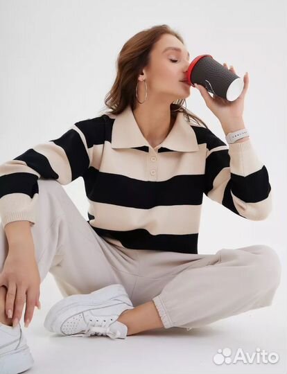 Свитер Поло в полоску женский