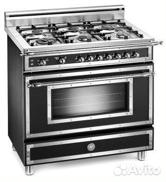 Комбинированная плита bertazzoni h36 6 mfe ne n/ottone