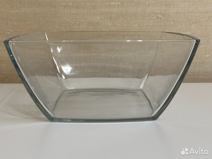 Стеклянный салатник, ваза для фруктов, 23.5х23.5