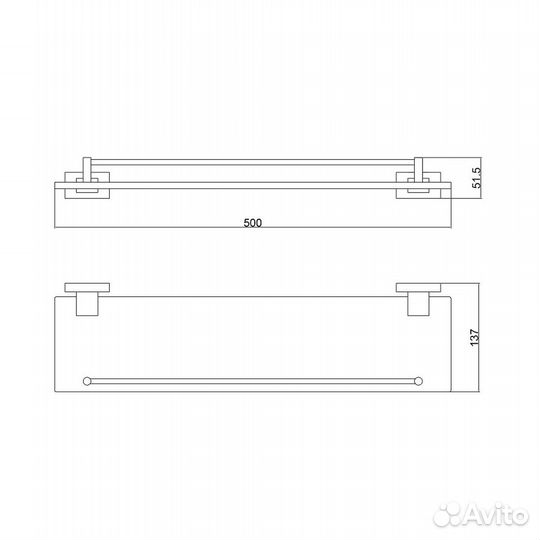 Полка стеклянная belz B90207, хром