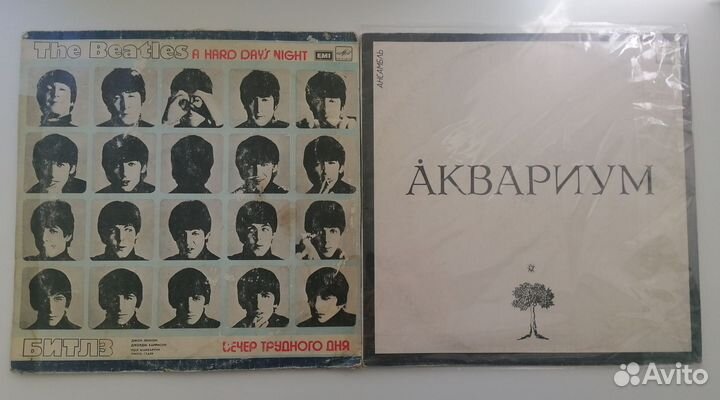 Виниловые пластинки групп Аквариум и Битлз