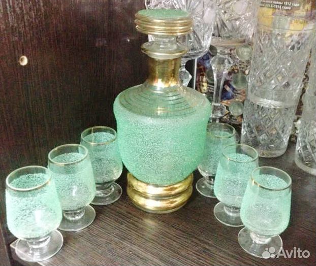 Набор графин и рюмки СССР с позолотой