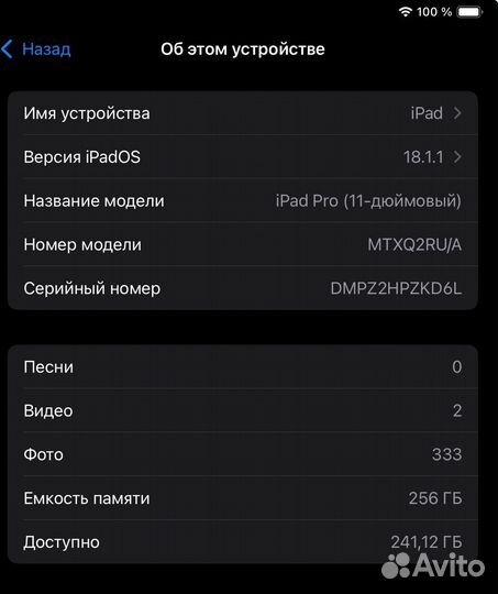 iPad pro 11 2018 256gb