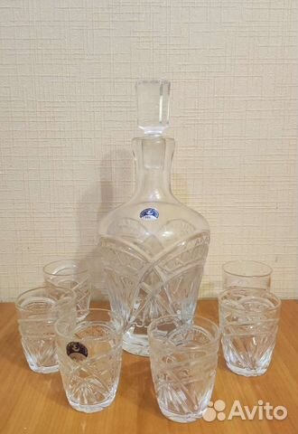 Графин хрусталь и керамика с рюмками. Меланжница