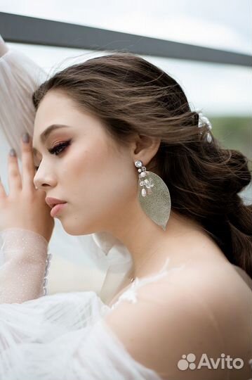 Свадебные серьги ручной работы 