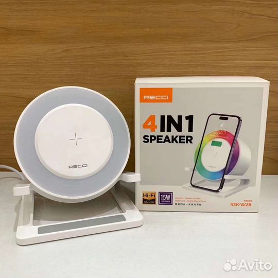 Колонка с беспроводной зарядкой 4в1