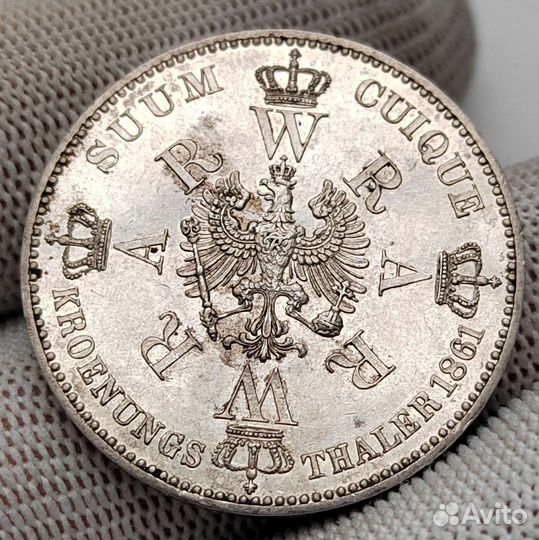 Талер 1861г. Пруссия. Коронация