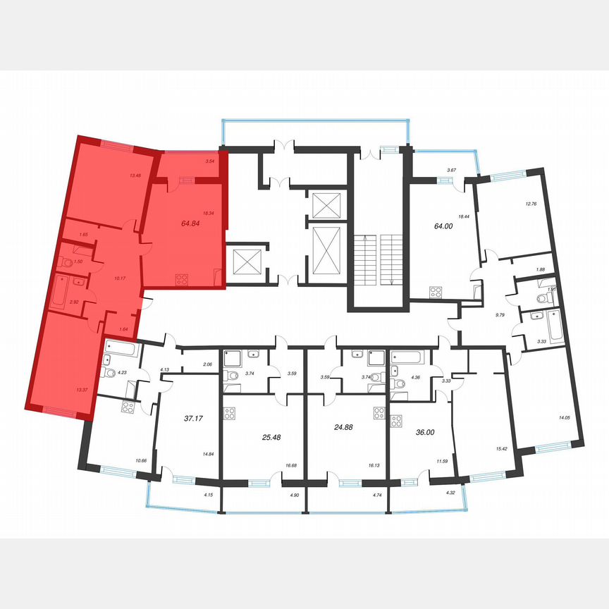 2-к. квартира, 66,6 м², 10/22 эт.