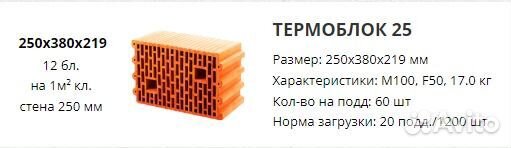 Блок керамический 250/380”