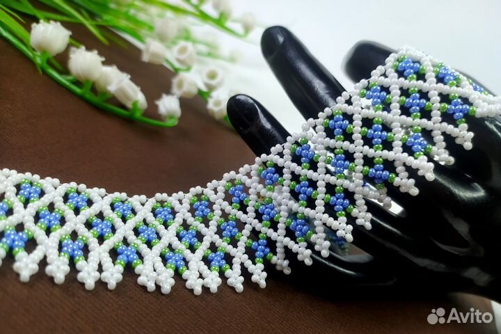 Колье воротник из бисера в этническом стиле