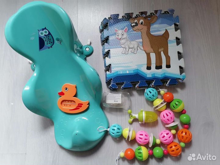 Горка для купания, ниблер, погремушки, коврик
