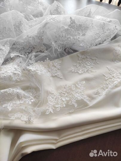 Отрезы ткани кружево 2 м+ шифон 2 м