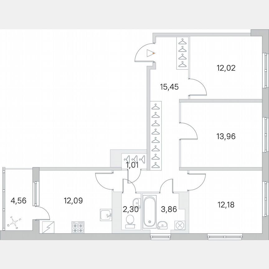 3-к. квартира, 75,2 м², 4/5 эт.