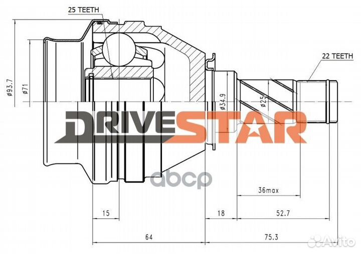 Шрус iceop1002F drivestar