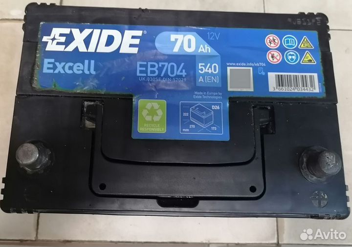 Аккумулятор Б.У Exide 70Ah 540A(обратная)