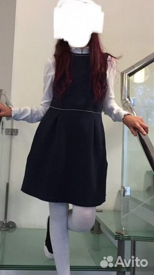 Школьное платье синее