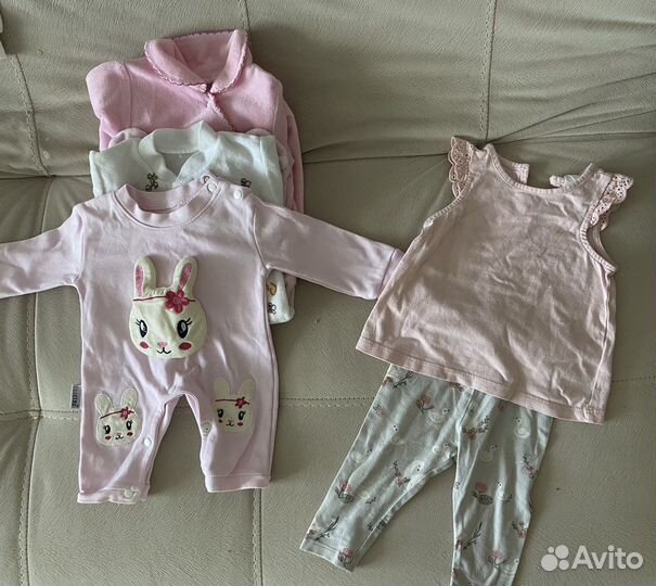 Пакет вещей на девочку H&M, Crockid, Fox&Bunny)