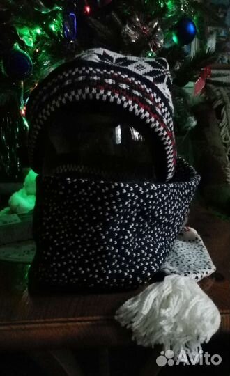 Зимняя финская шапка-шарф, шерсть