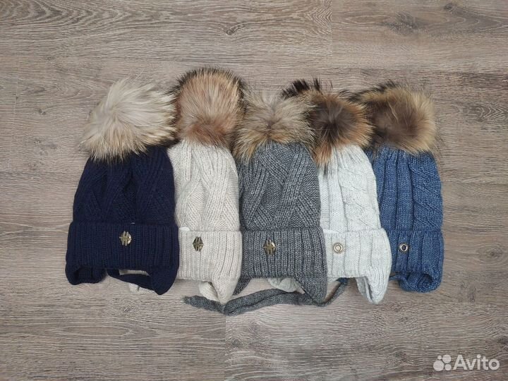 Шапка зимняя для мальчика теплая на завязках 2-6 л