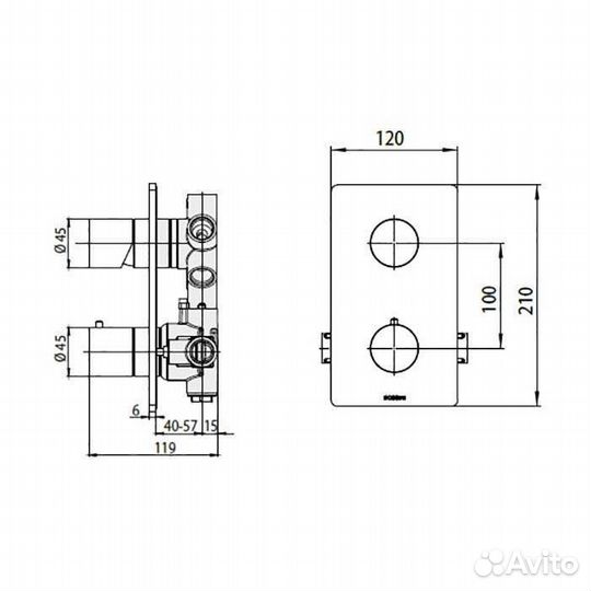 Bossini Inox Термостат для душа, встраиваемый, с девиаторм 1/2/3/4/5, цвет: глянцевая сталь. Z001250