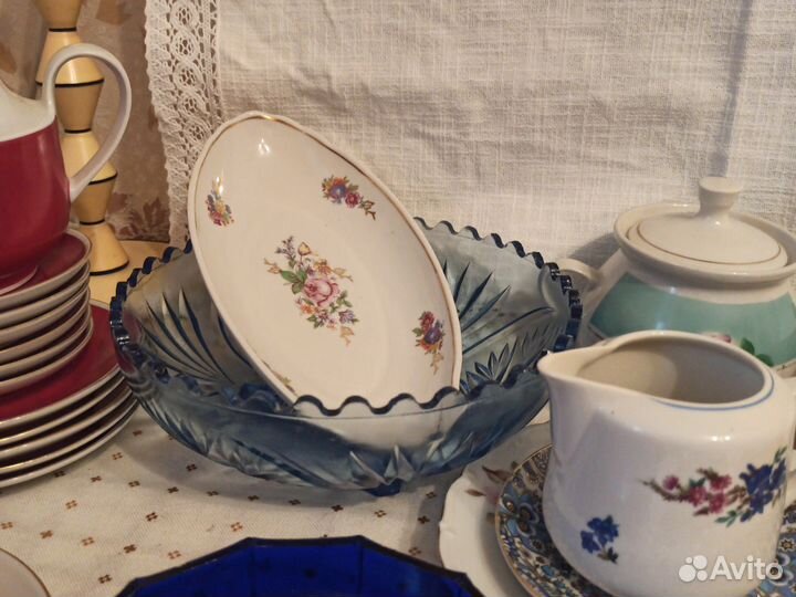 Фарфоровая посуда СССР, Чехия, цветное стекло СССР