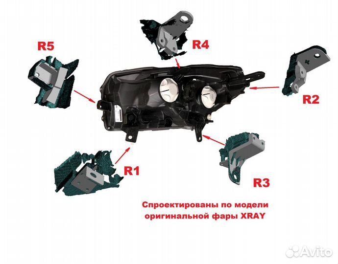 Поштучно : Ремкомплект креплений фары X-Ray