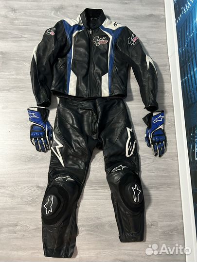 Мотокуртка и штаны кожаные 48 размер