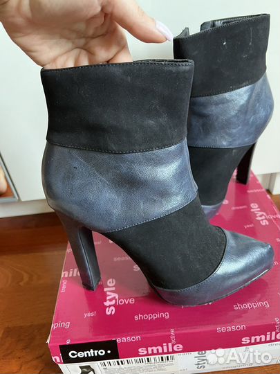 Ботильоны черно/синие 37 размер