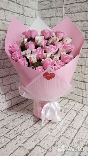 Букет из мыльных цветов и Рафаэлло