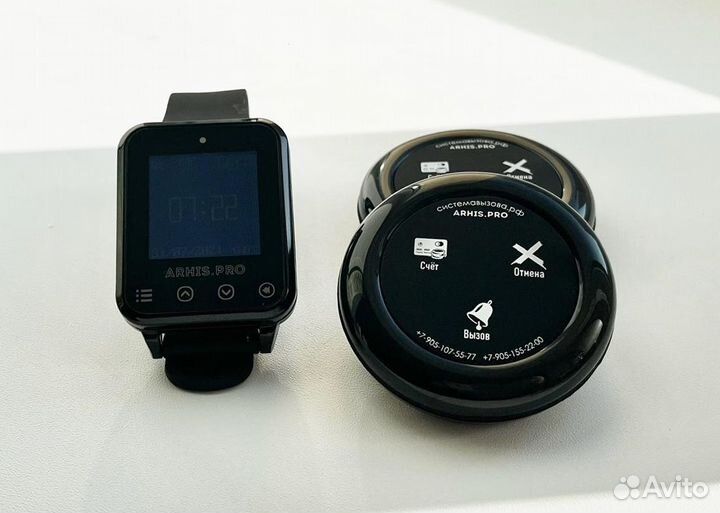 Беспроводная кнопка вызова официанта и часы