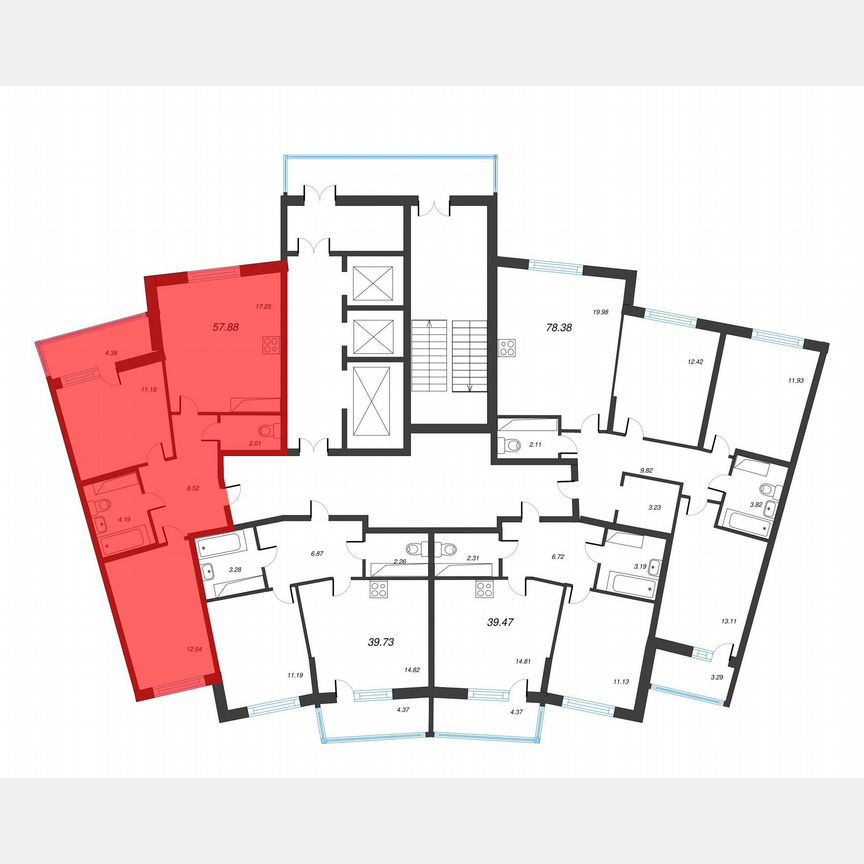2-к. квартира, 60,1 м², 15/22 эт.