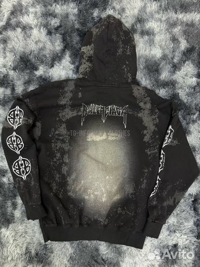 Худи Balenciaga paris moon оверсайз черная