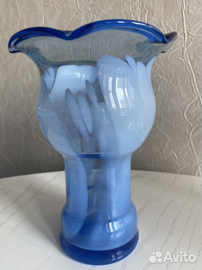 Ваза голубое стекло СССР