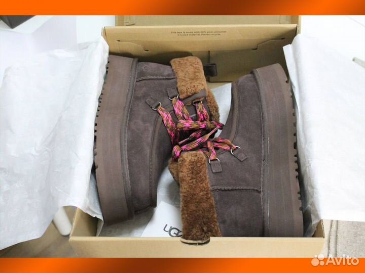 UGG (угги) Funkarra Cabin Cuff оригинальные - женская модель Тёмно-Коричневого цвета