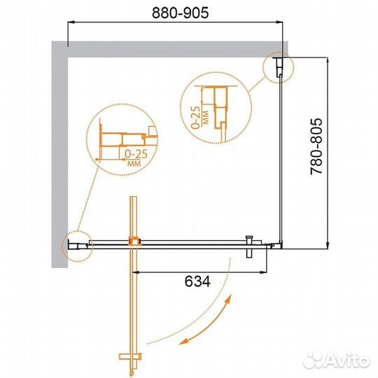 Душевой уголок Cezares Molveno 90x80 molveno-AH-1-90/80-C-Cr-IV профиль Хром стекло прозрачное