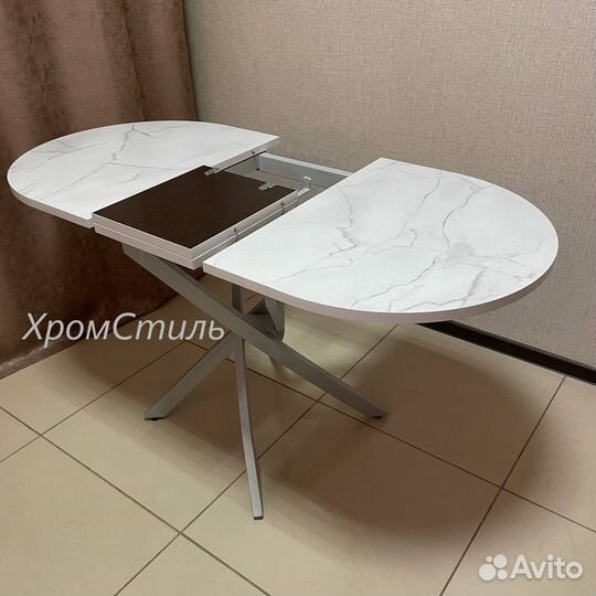Овальный кухонный раздвижной стол 