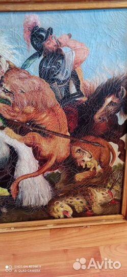 Картина маслом на холсте охота на львов